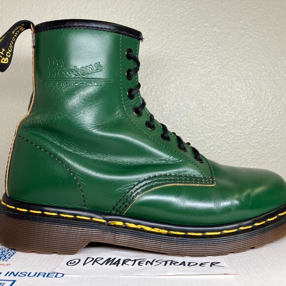 90's Vintage WMNS Size US 8 England Green Dr. Martens MIE boots 8-eye 1460 shoes - Picture 5 of 16
